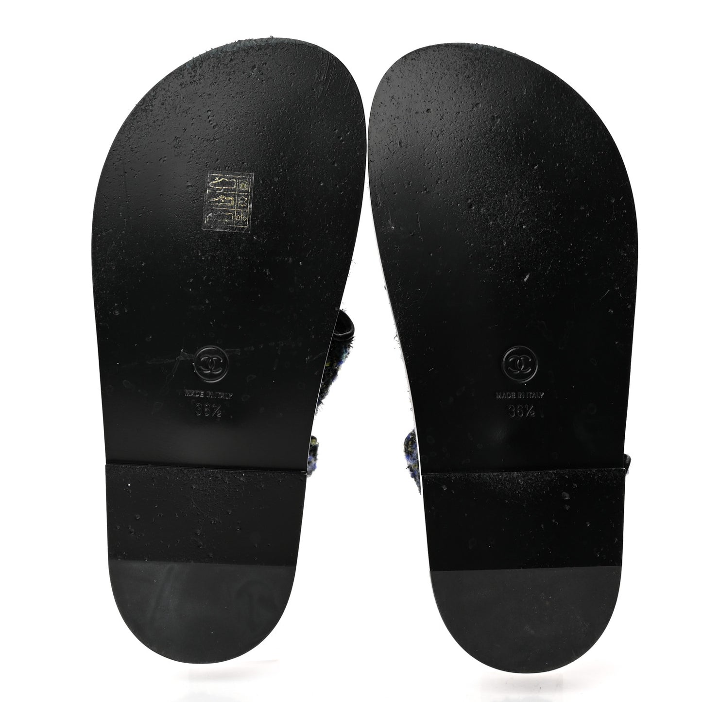 Iridescent Tweed Velcro Dad Sandals 36.5 Navy Blue Multicolor
