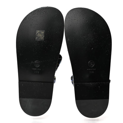Chanel Iridescent Tweed Velcro Dad Sandals 36.5 Navy Blue Multicolor 5 of 14