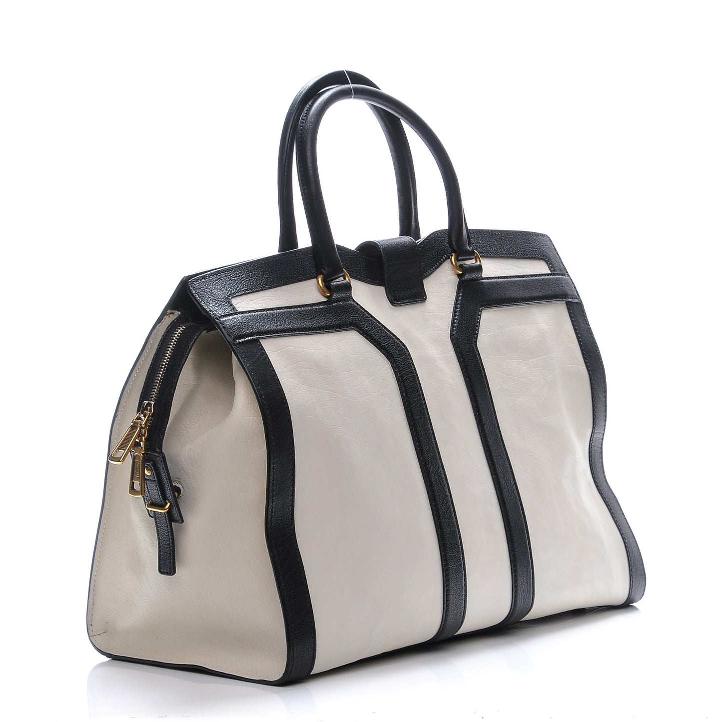 Calfskin Large Cabas Chyc Black New Bone