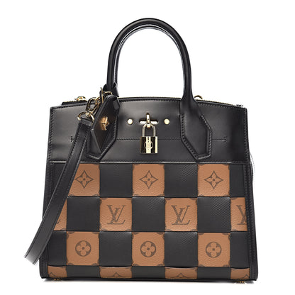 Louis Vuitton Calfskin Monogram Damier Tressage City Steamer PM Black 1 of 10