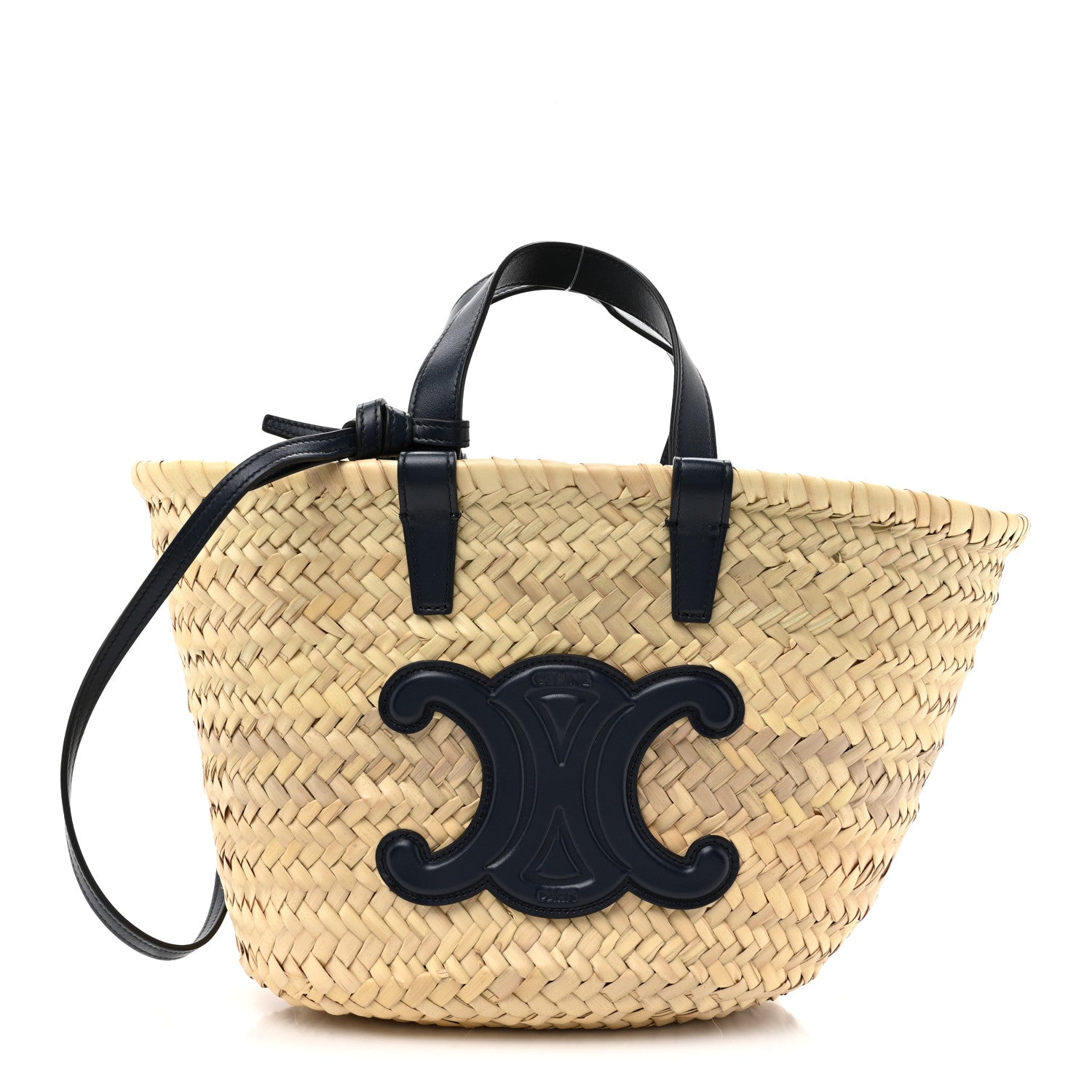 Celine Raffia Calfskin Triomphe Nano Panier Navy Blue 1 of 9