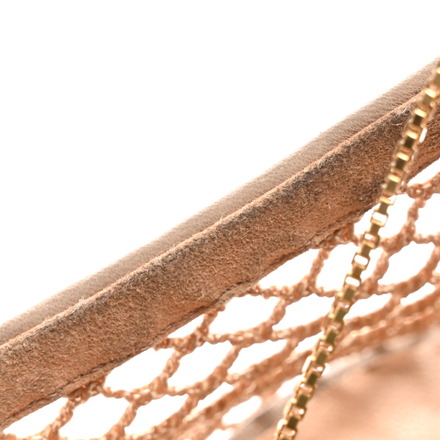 Mesh Calfskin Chain Stretch Pumps 37 Beige