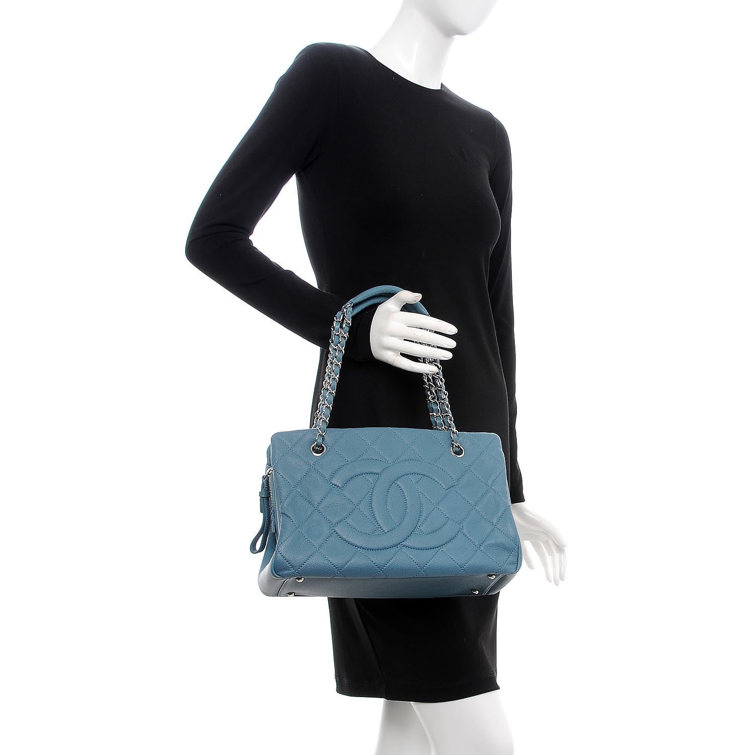 Chanel Caviar Quilted Timeless CC Tote Blue 2 of 14