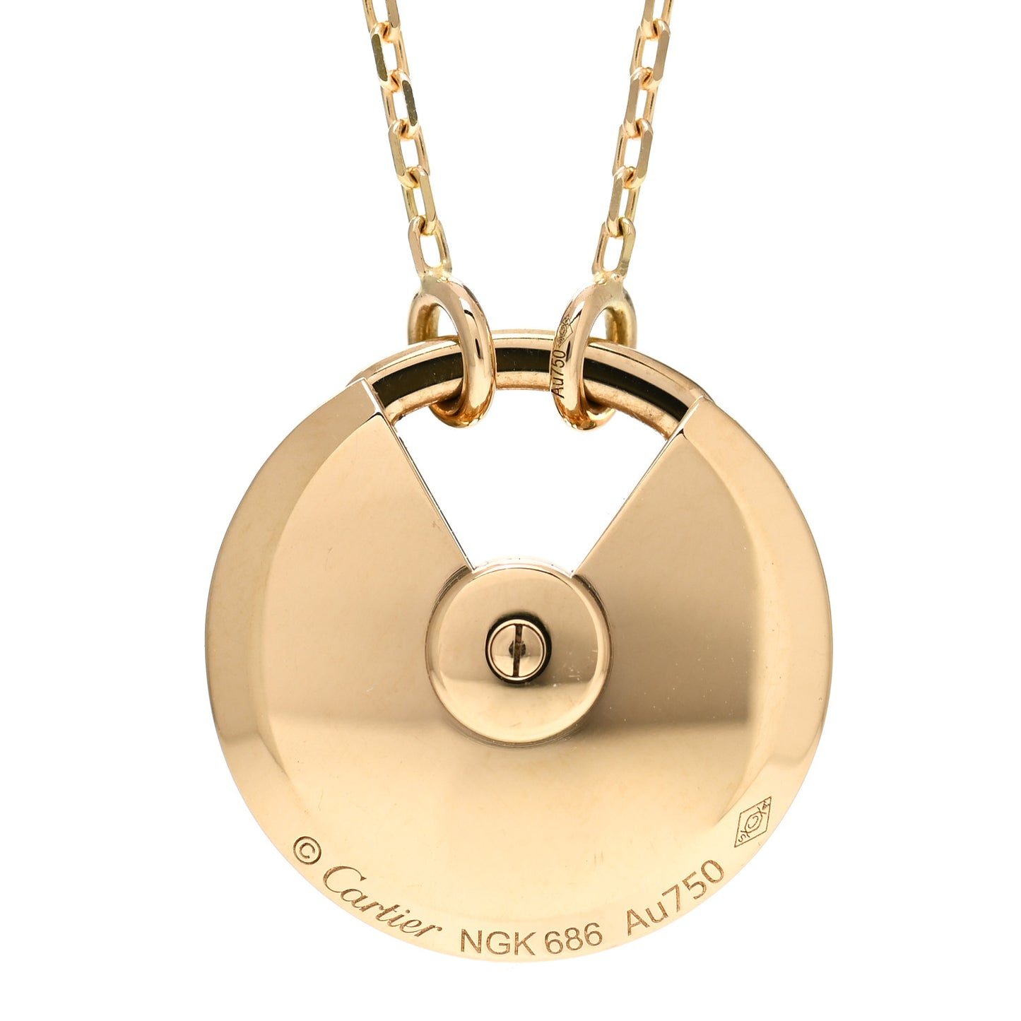 18K Yellow Gold Diamond Mother of Pearl SM Amulette de Cartier Pendant Necklace