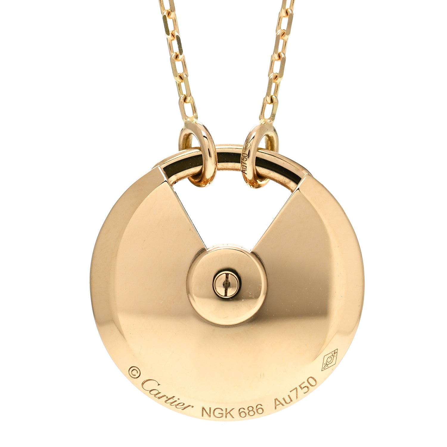 Cartier 18K Yellow Gold Diamond Mother of Pearl SM Amulette de Cartier Pendant Necklace 4 of 4