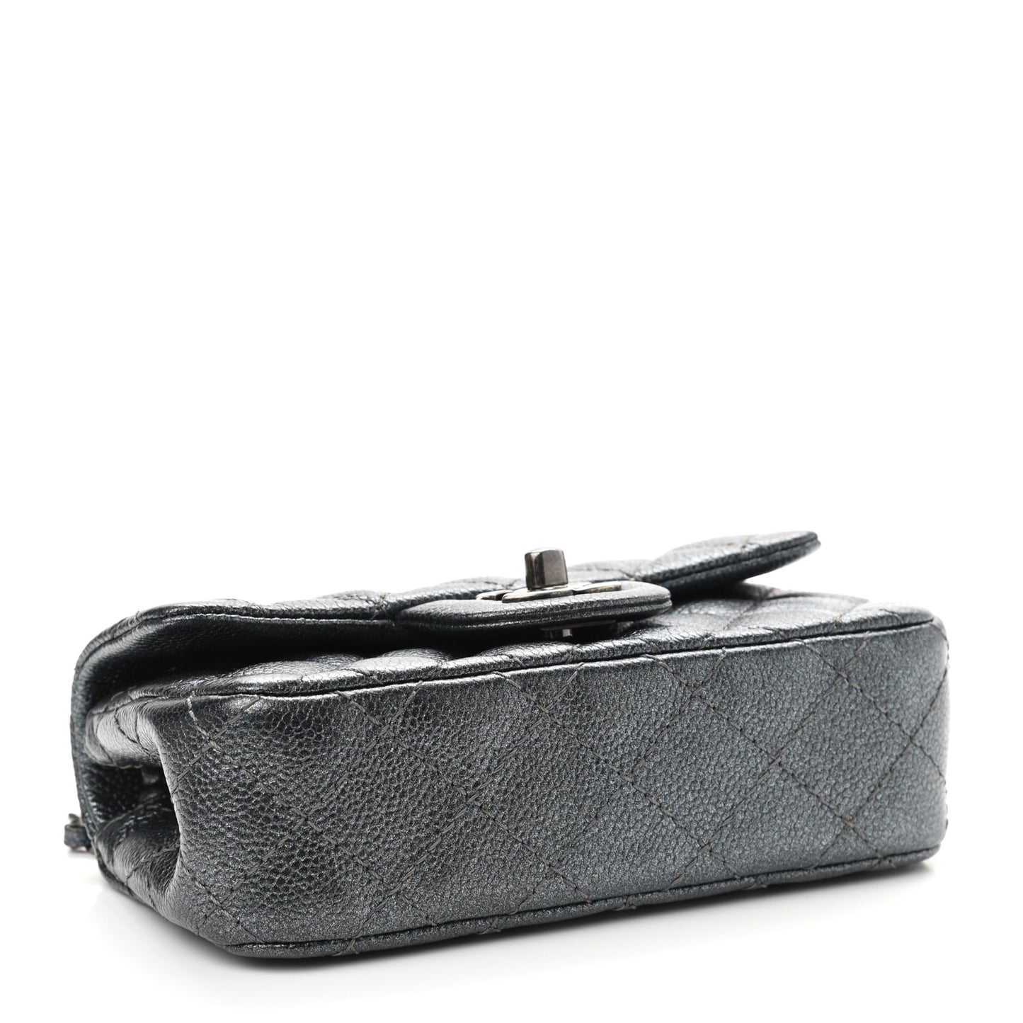 Metallic Caviar Quilted Extra Mini Flap Charcoal