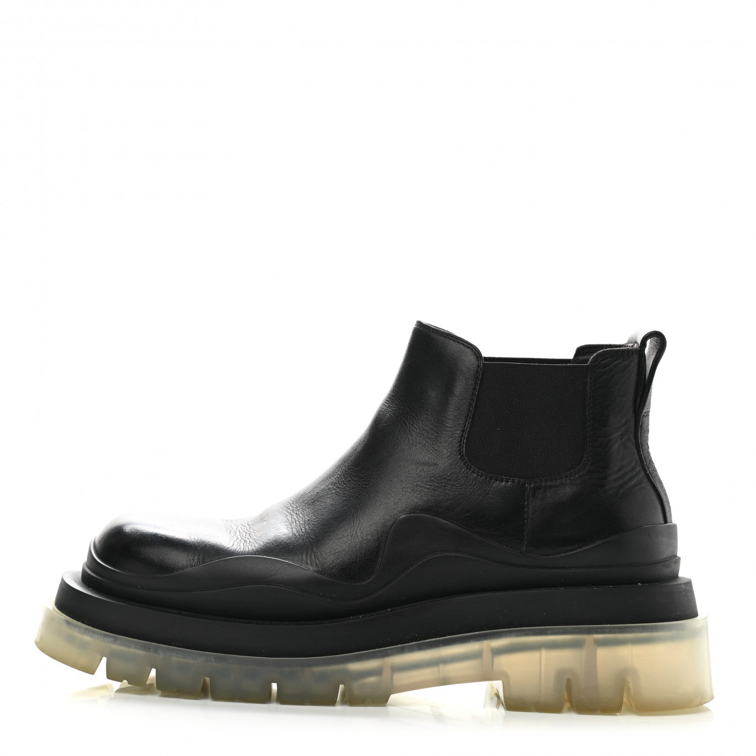 Bottega Veneta Calfskin The Tire Cropped Chelsea Short Boots 37.5 Black Transparent 1 of 10