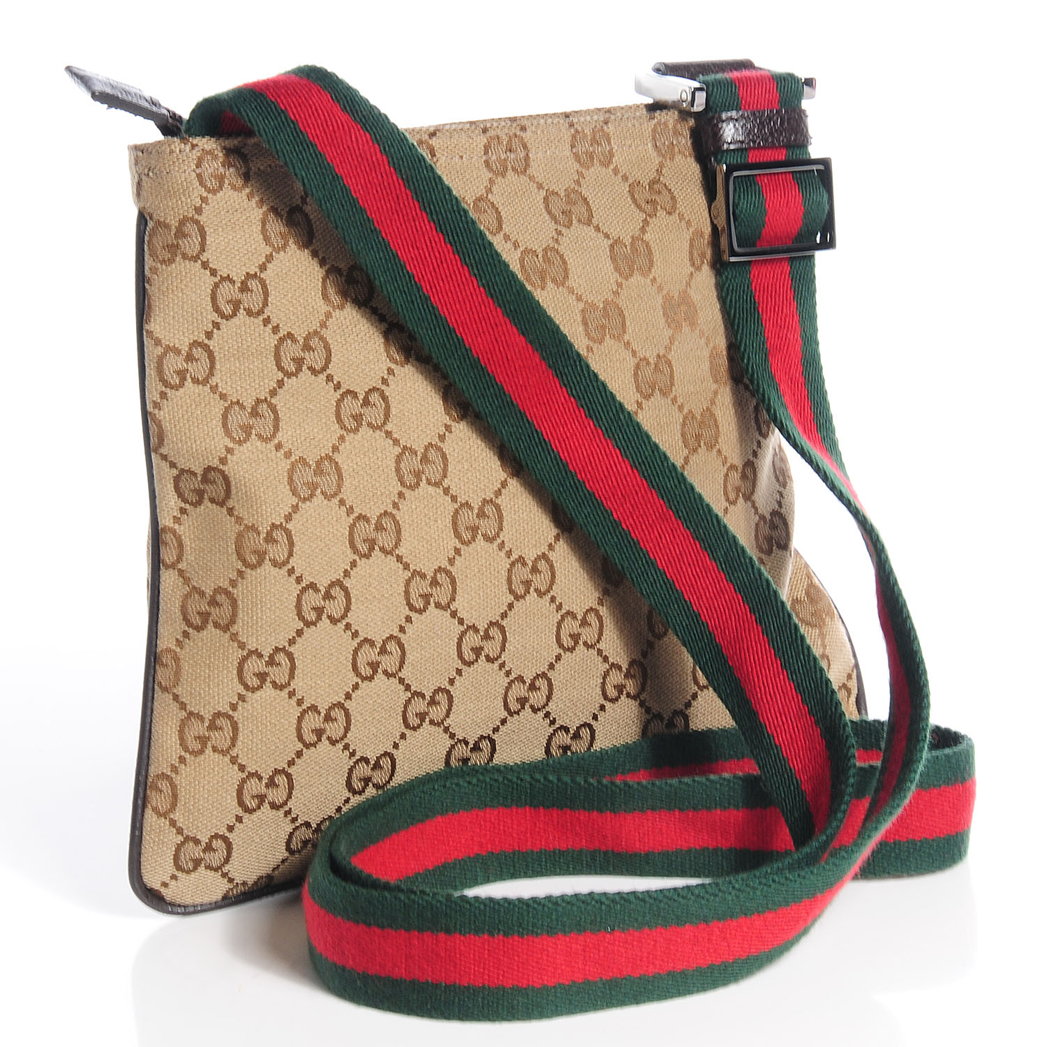 Gucci Monogram Web Small Flat Messenger Bag Dark Brown 3 of 7