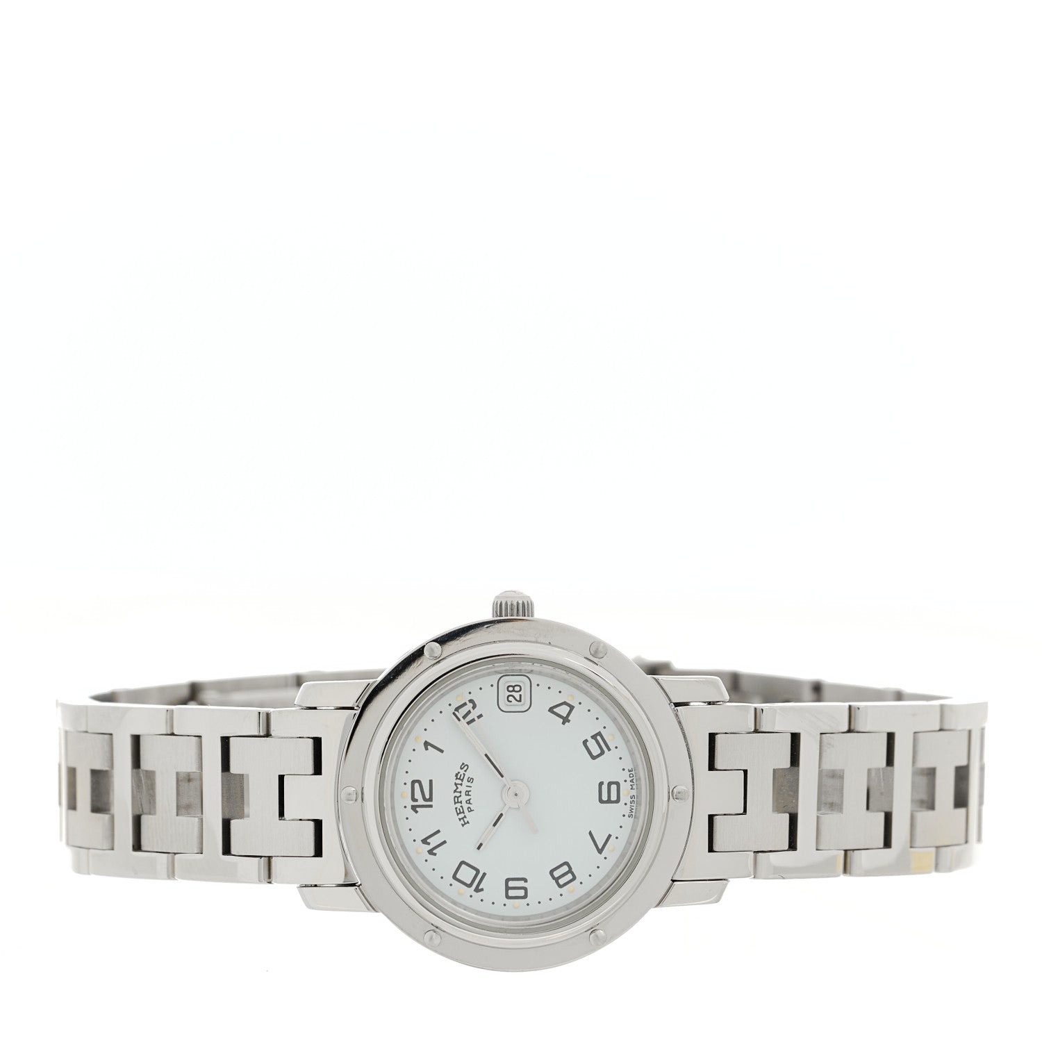 Hermes Stainless Steel 24mm Clipper Quartz Watch White 2 of 4