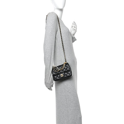 Chanel Shiny Lambskin Quilted Pearl Twist Mini Square Flap Black 2 of 10