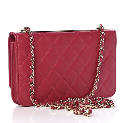 Chanel Lambskin Quilted Trendy CC Wallet On Chain WOC Dark Pink 3 of 13