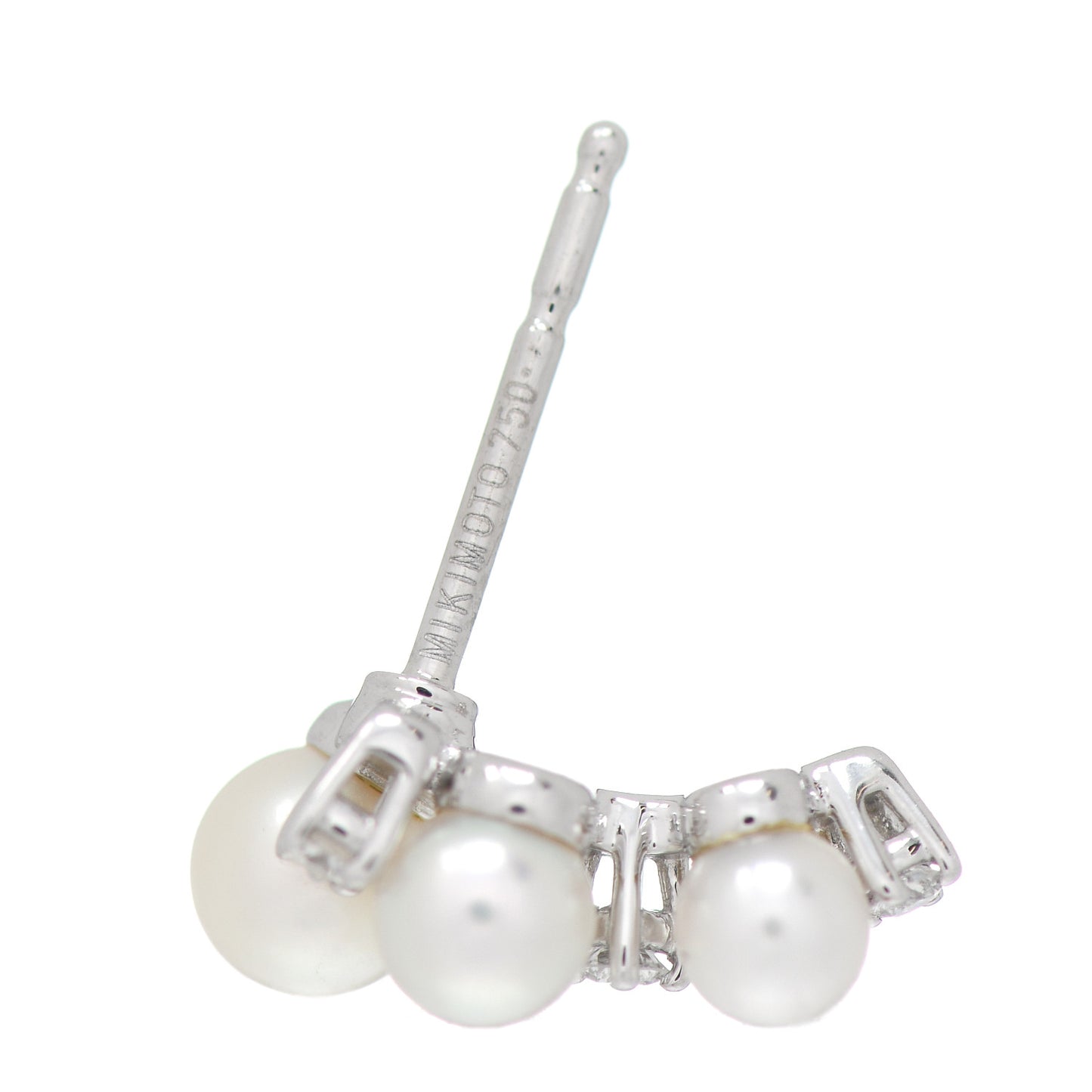 18K White Gold Diamond Akoya Pearl Cluster Earrings