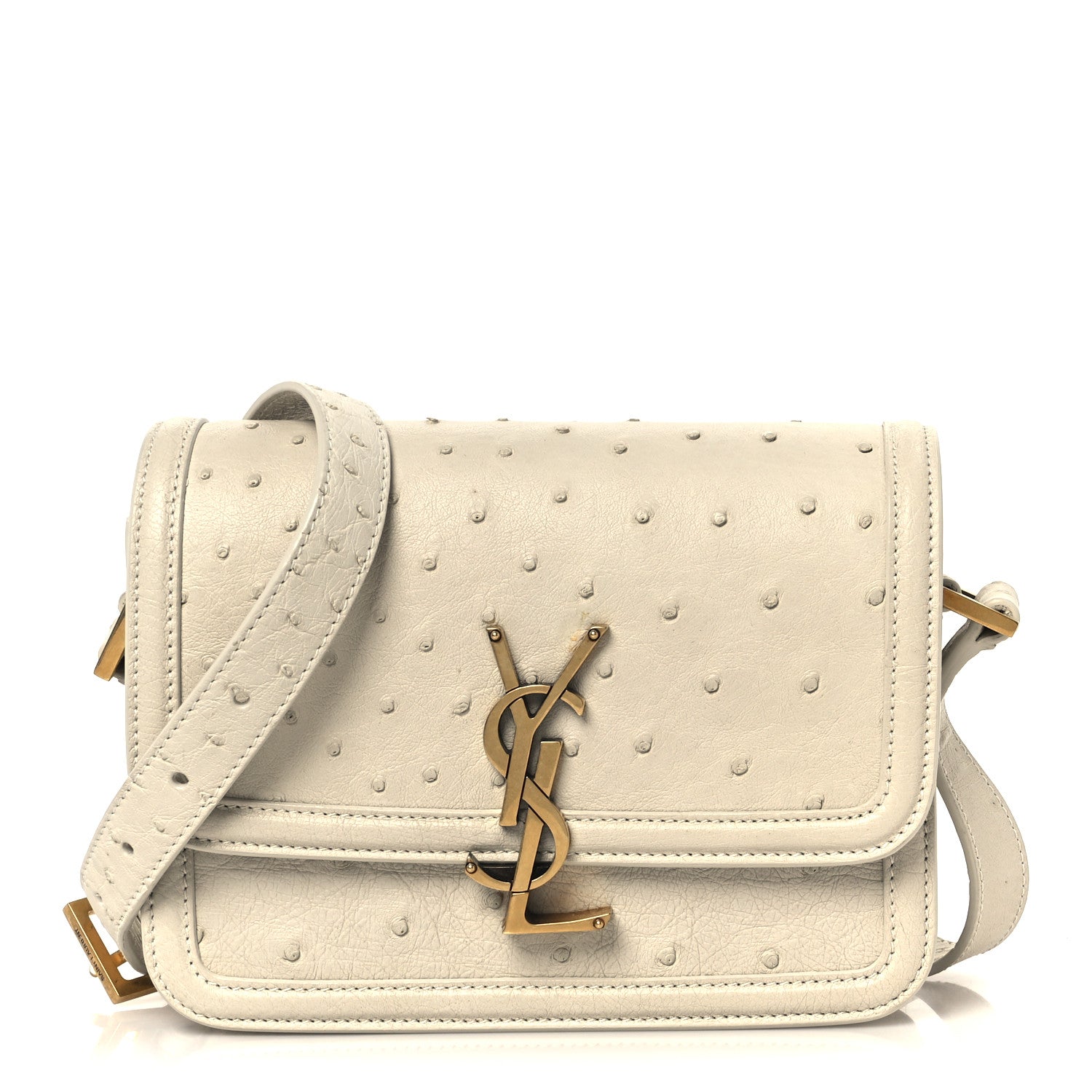 Saint Laurent Ostrich Small Solferino Satchel Crema Soft 1798764