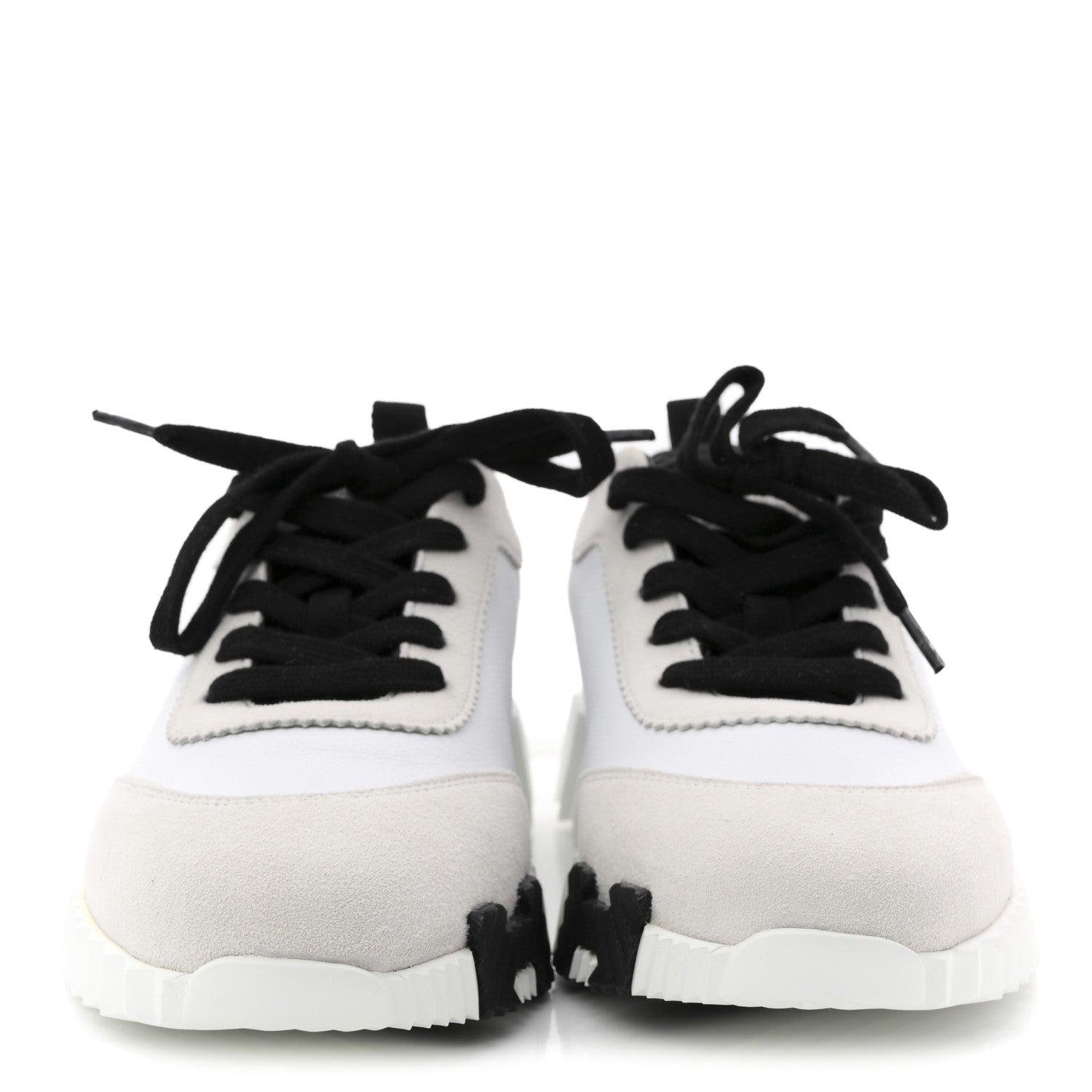 Hermes Sport Goatskin Suede Goatskin Bouncing Sneakers 38.5 White Black 3 of 9
