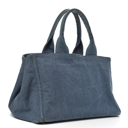 Prada Canvas Canapa Logo Tote Blue 3 of 18