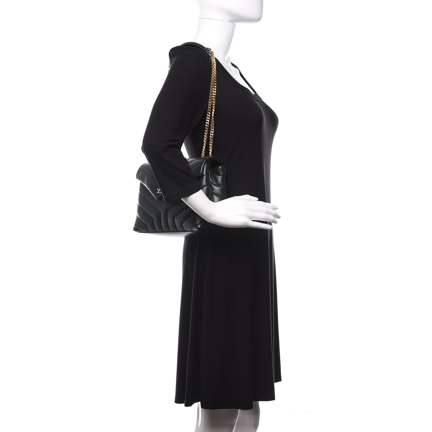 Saint Laurent Calfskin Y Quilted Monogram Small Loulou Chain Satchel Olive 2 of 11
