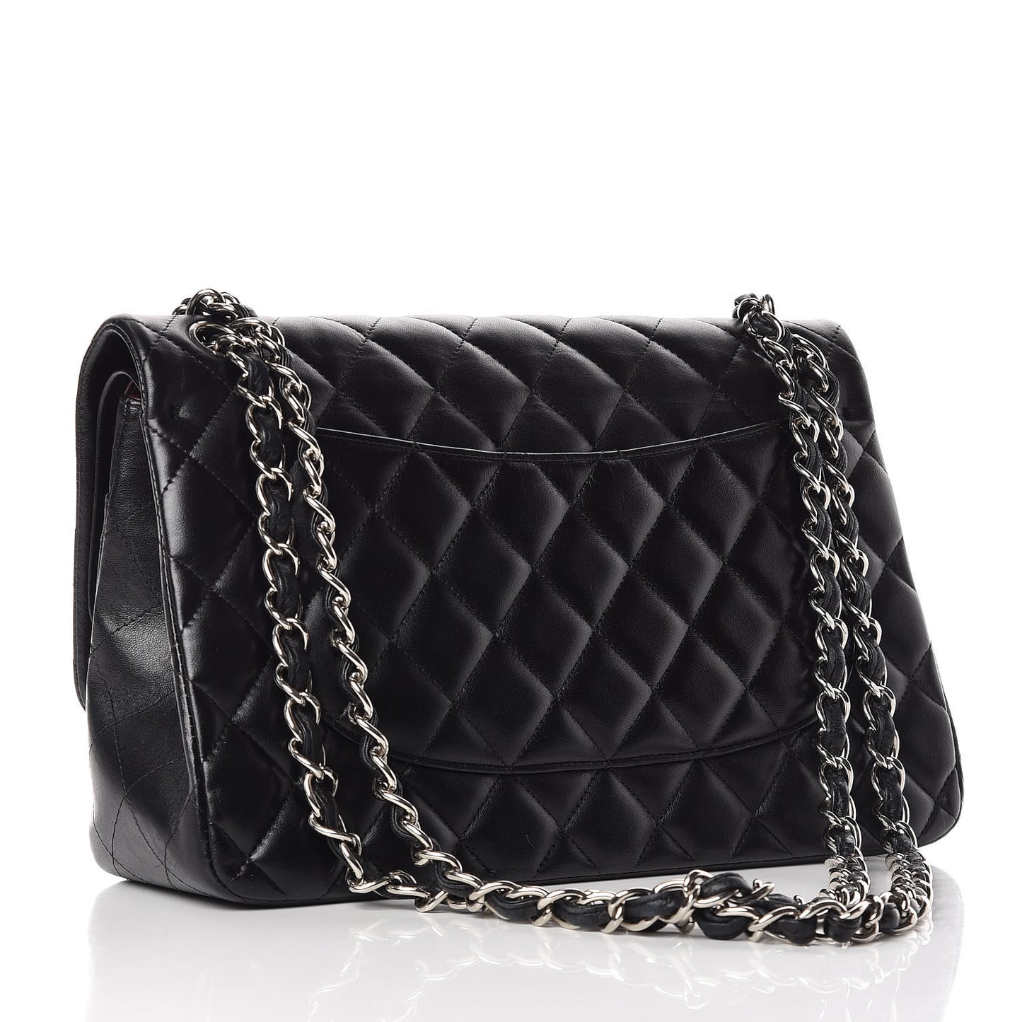 Lambskin Quilted Jumbo Double Flap Black