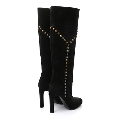 Saint Laurent Suede Otterproof Light Studded Grace 105 Boots 39.5 Black 4 of 7