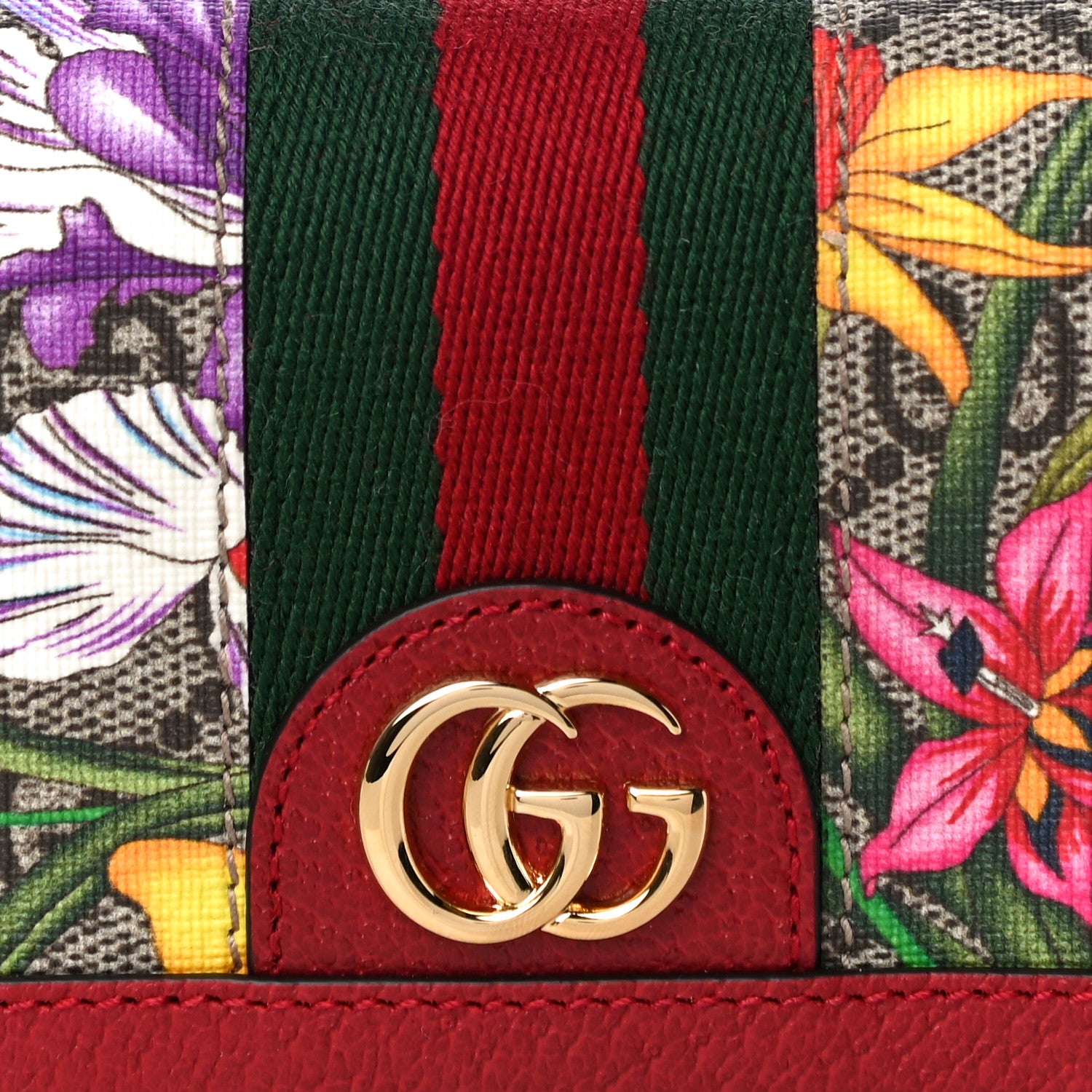 Gucci GG Supreme Monogram Flora Web Ophidia Card Case Red 7 of 9