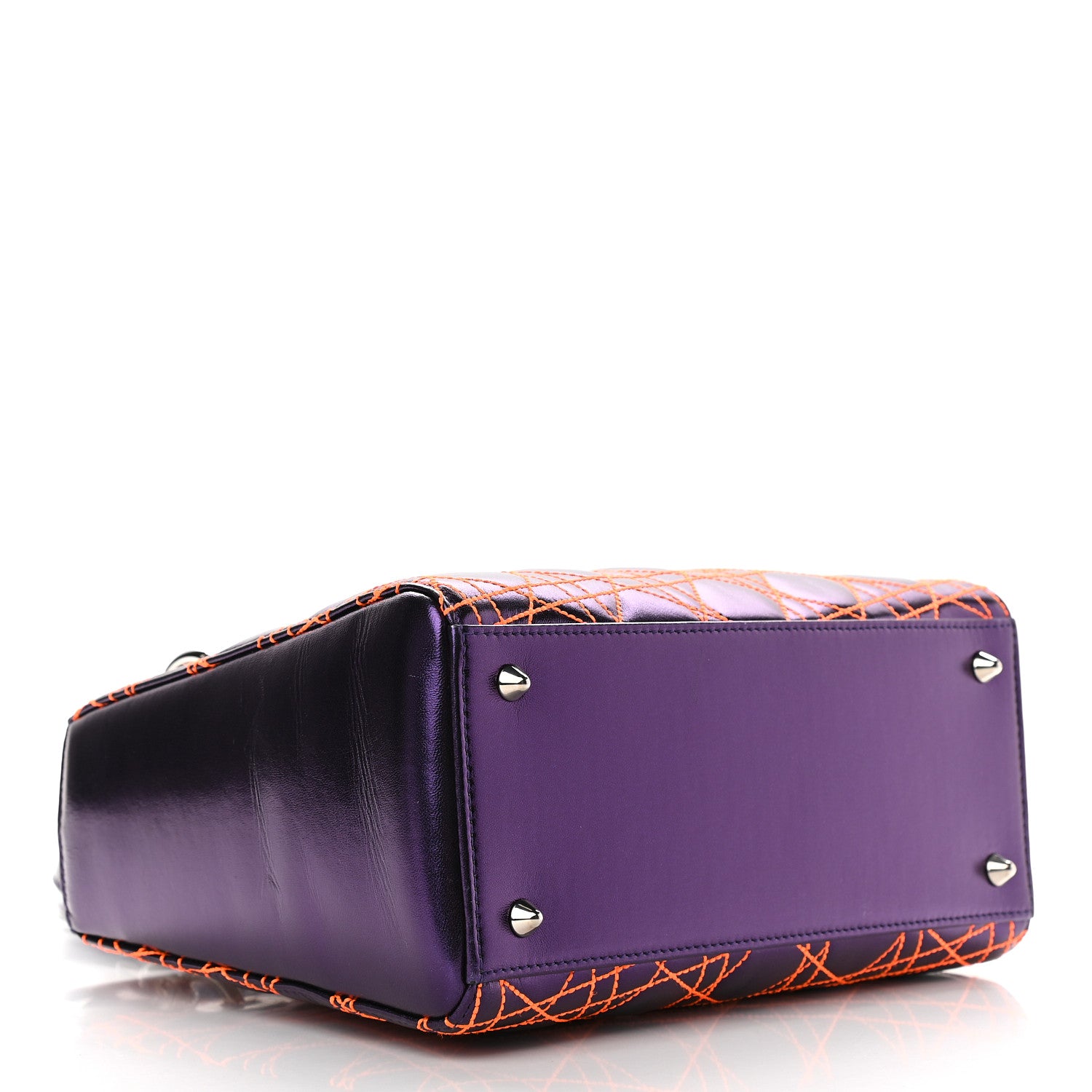 Christian Dior Metallic Lambskin Cannage Medium Anselm Reyle Lady Dior Purple Orange 4 of 8
