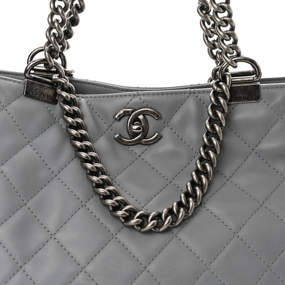 Chanel Calfskin Quilted Small Shopping In Chains Tote Grey 7 of 11