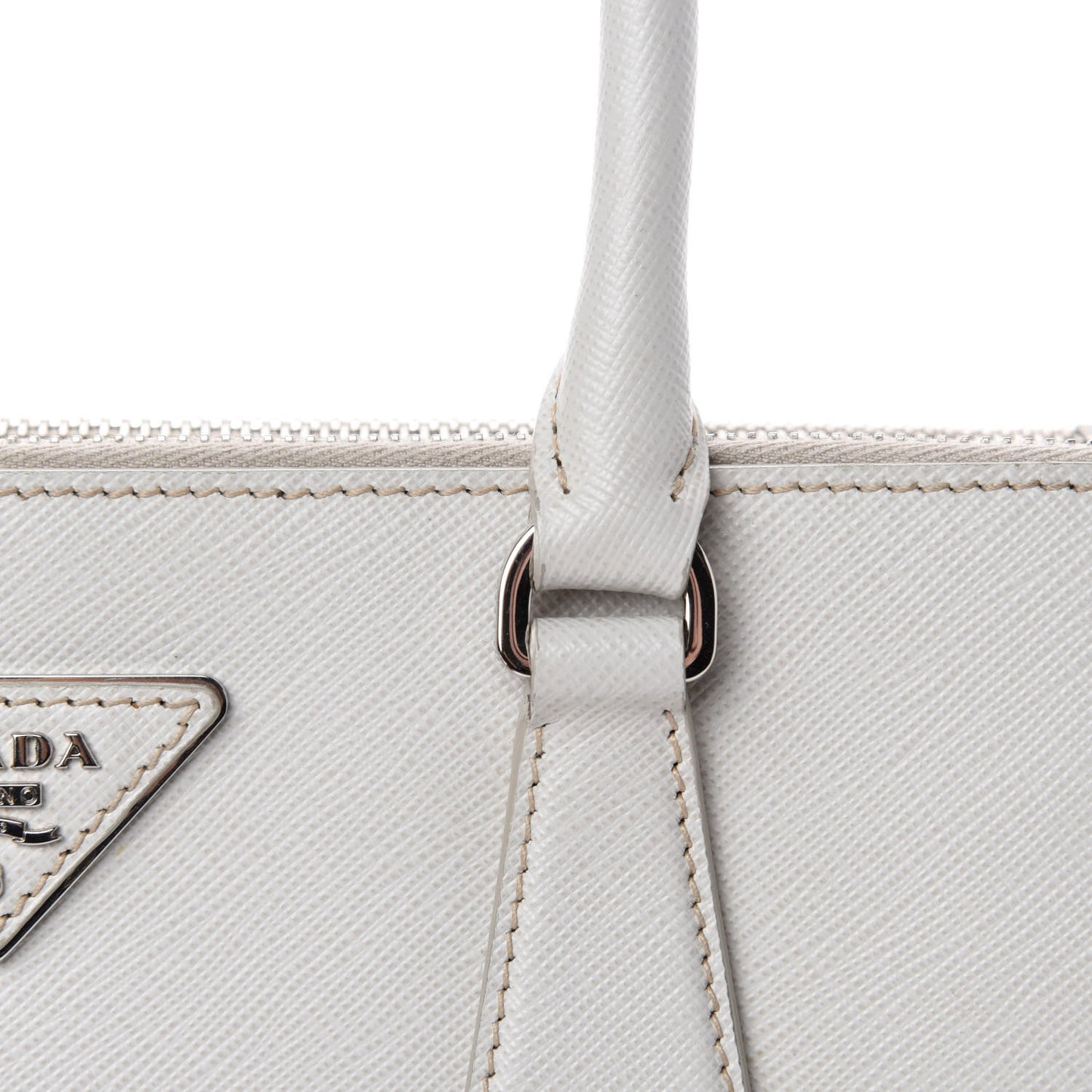 Saffiano Small Galleria Double Zip Tote Talco