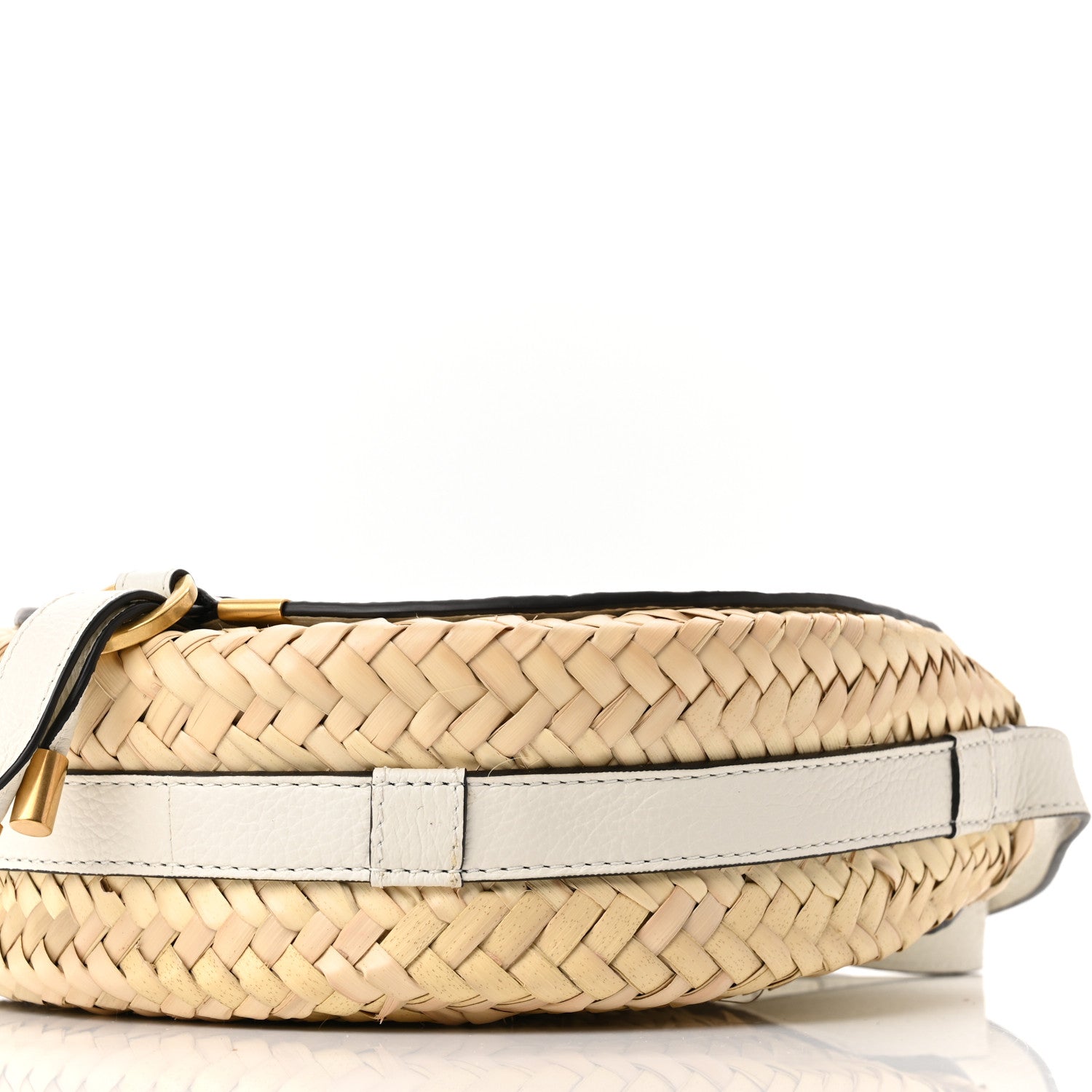 Chloe Raffia Small Grain Calfskin Small Marcie Basket Crossbody White 9 of 9