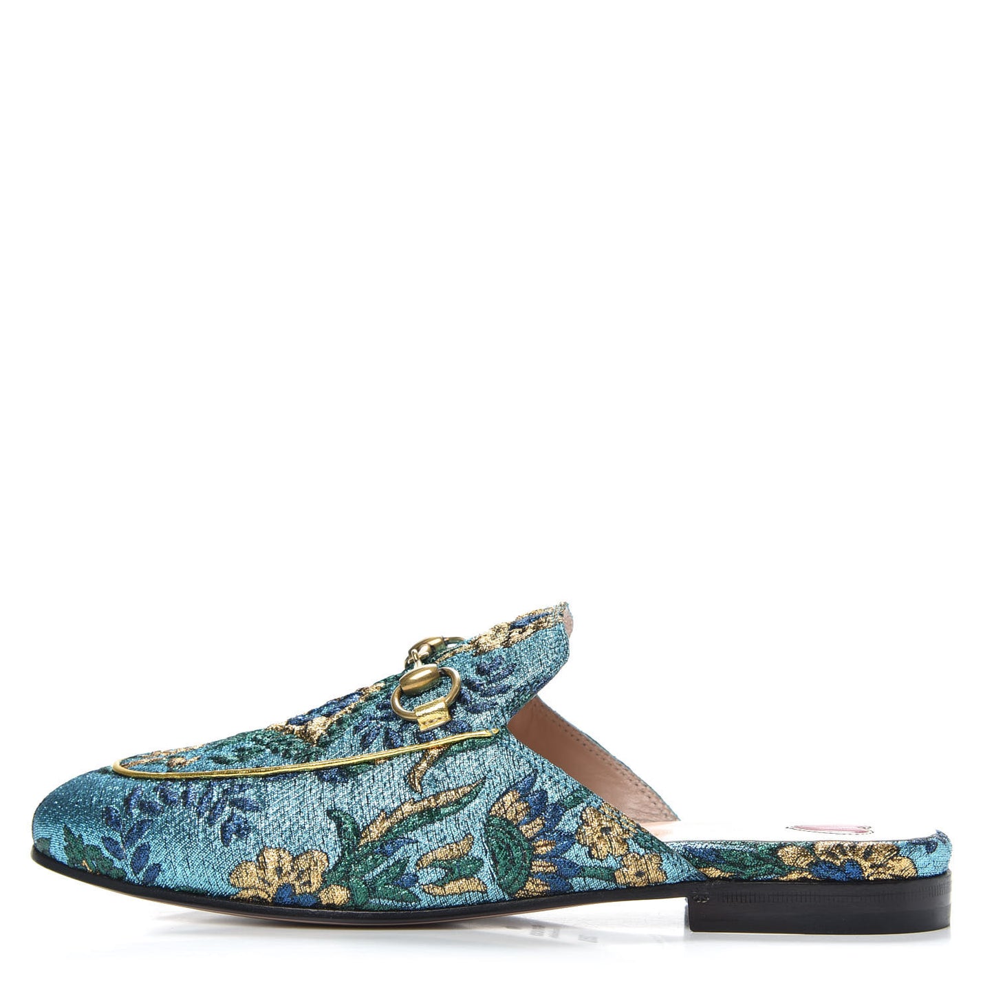 Iridescent Brocade Womens Princetown Slippers 35.5 Azure Multicolor Oro