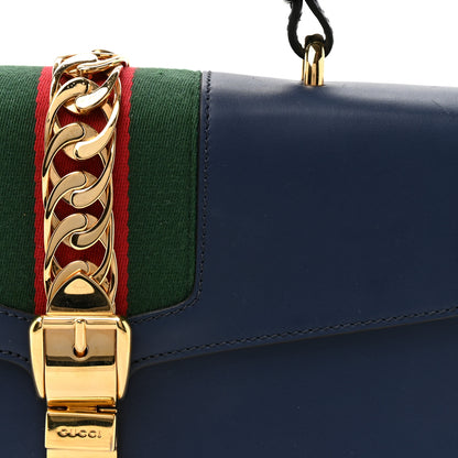 Gucci Calfskin Medium Sylvie Top Handle Bag Blue 8 of 14
