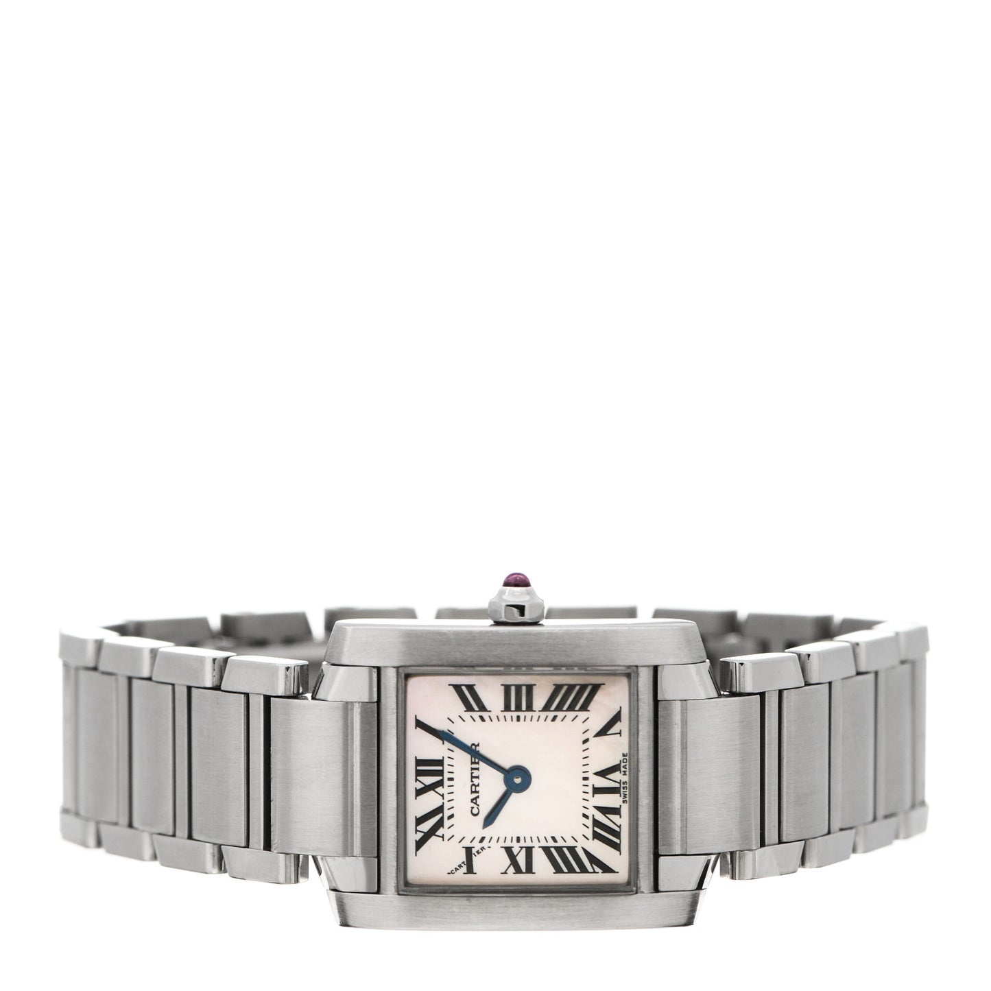 Stainless Steel Pink Mother of Pearl 20mm Tank Francaise Quartz Watch