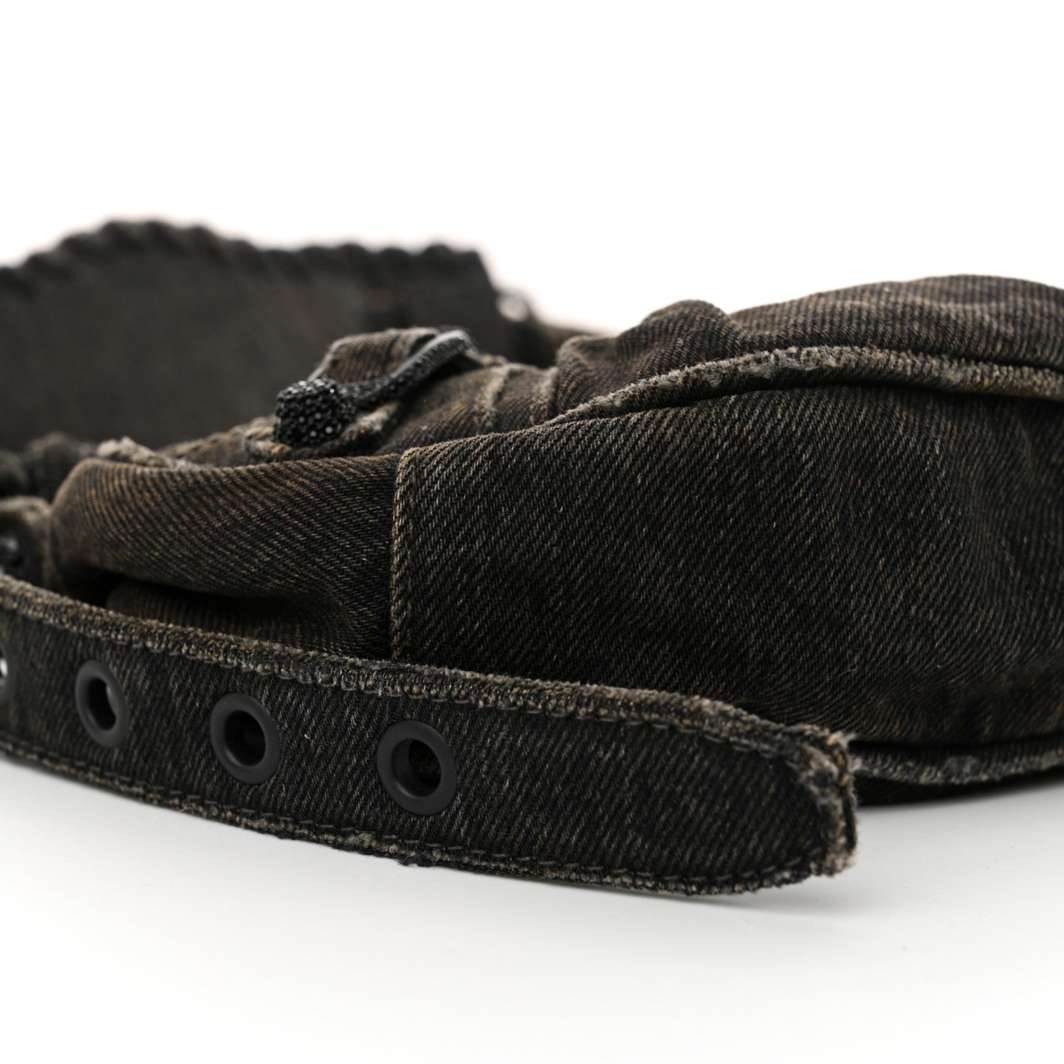 Balenciaga Washed Frayed Denim Crystal Le Cagole Shoulder Bag XS Black 10 of 17