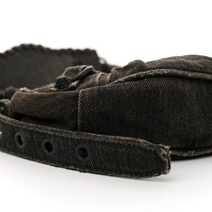 Balenciaga Washed Frayed Denim Crystal Le Cagole Shoulder Bag XS Black 10 of 17