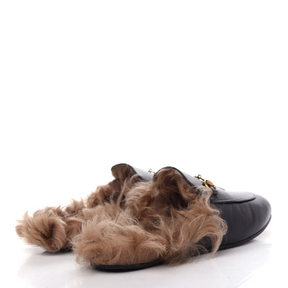 Gucci Calfskin Fur Womens Princetown Slippers 40 Black 4 of 10