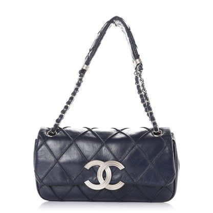Chanel Lambskin Diamond Stitched Flap Navy 1 of 11