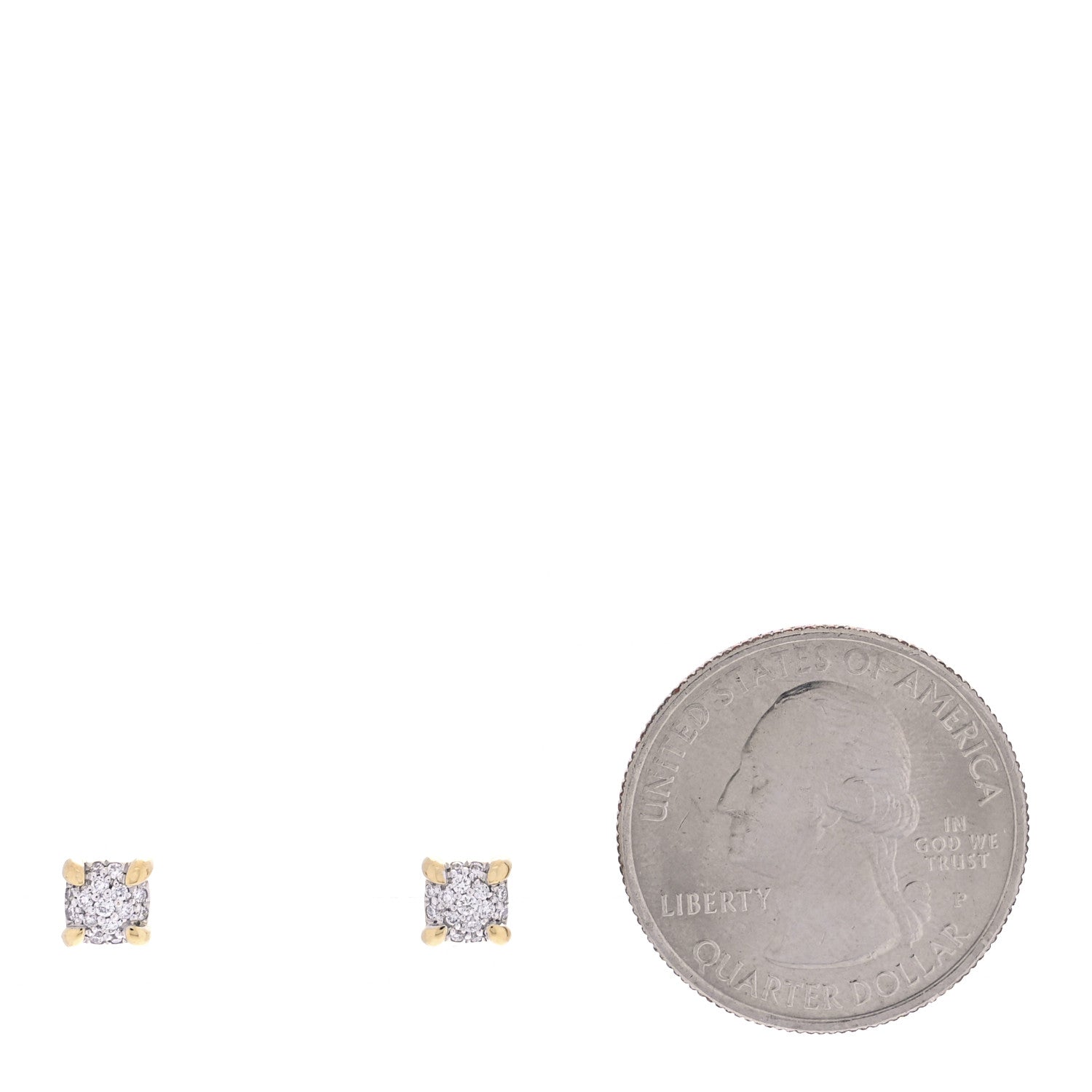 David Yurman 18K Yellow Gold Diamond 5mm Chatelaine Pave Stud Earrings 2 of 5