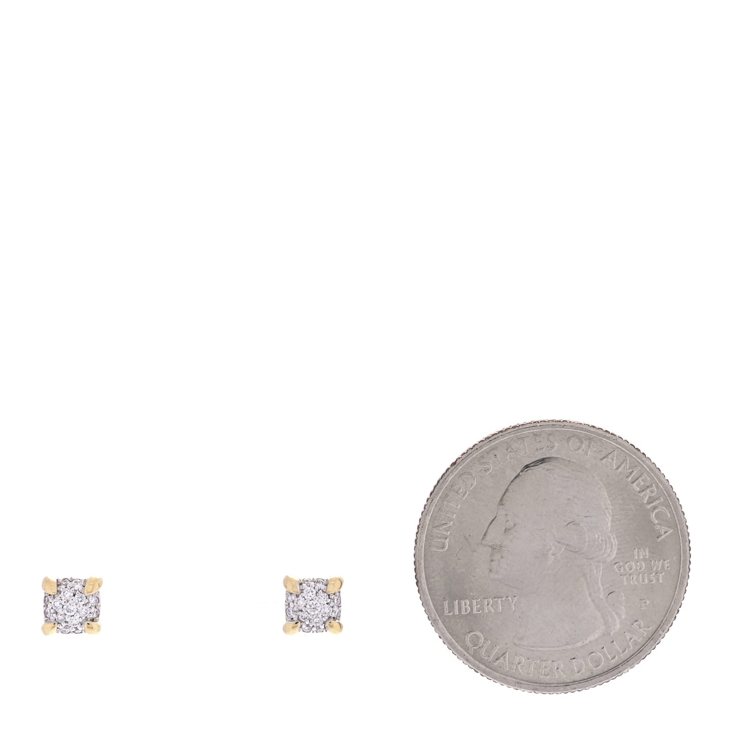 18K Yellow Gold Diamond 5mm Chatelaine Pave Stud Earrings