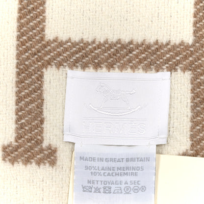 Hermes Wool Cashmere Avalon Baby Blanket Noisette Moyen White 3 of 3