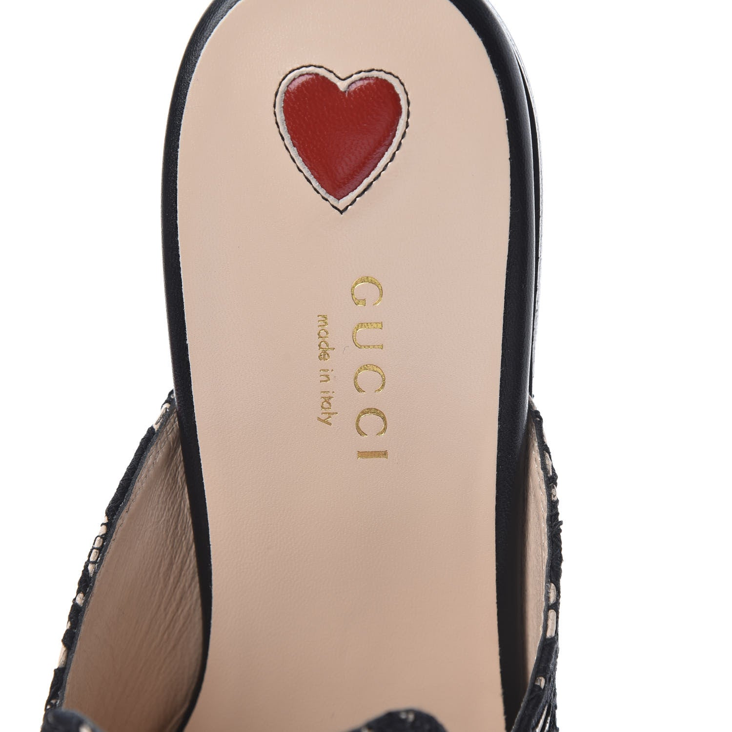 Gucci Lace Malaga Kid Womens Princetown Slippers 39 Black Skin Rose 7 of 8