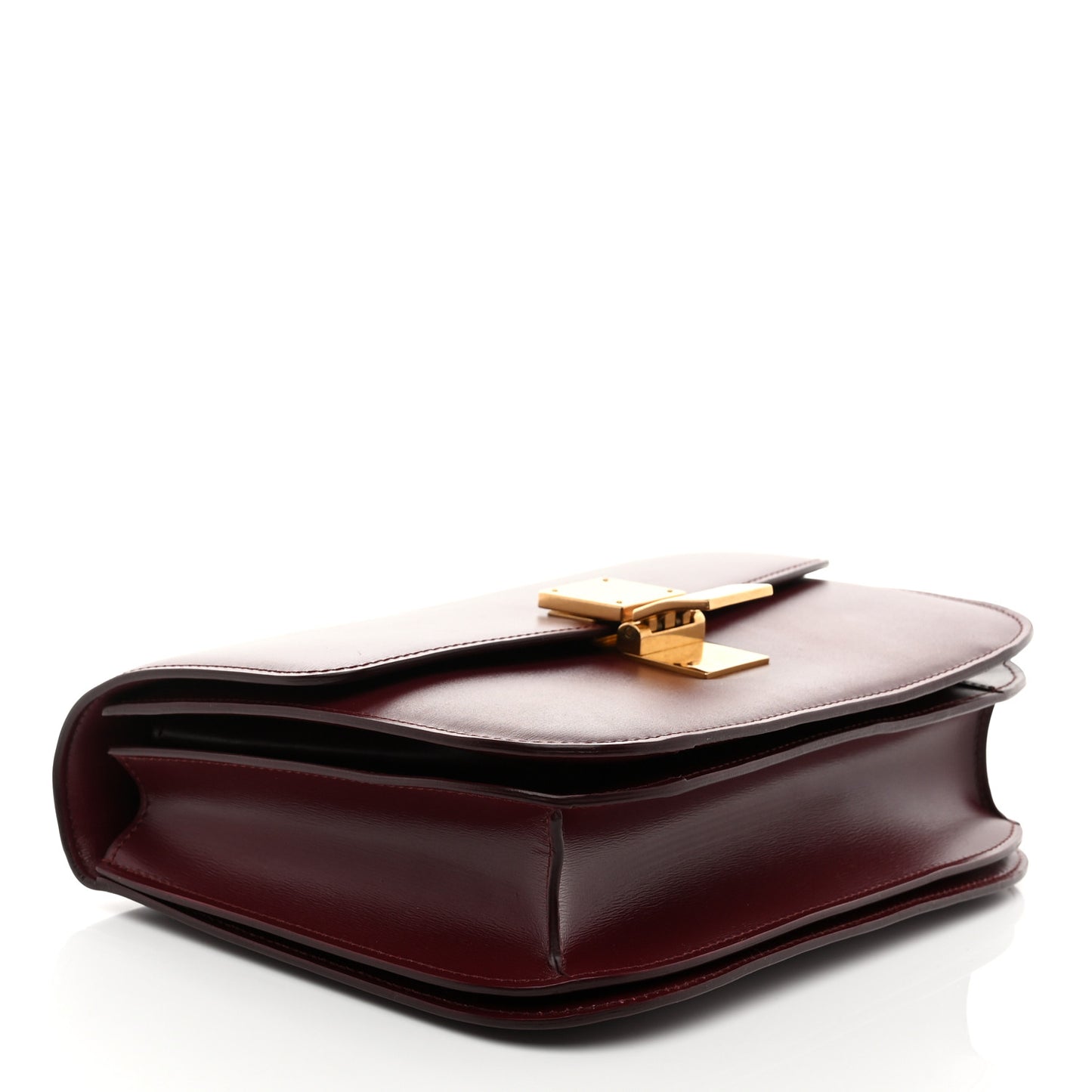 Box Calfskin Medium Classic Box Flap Bag Burgundy