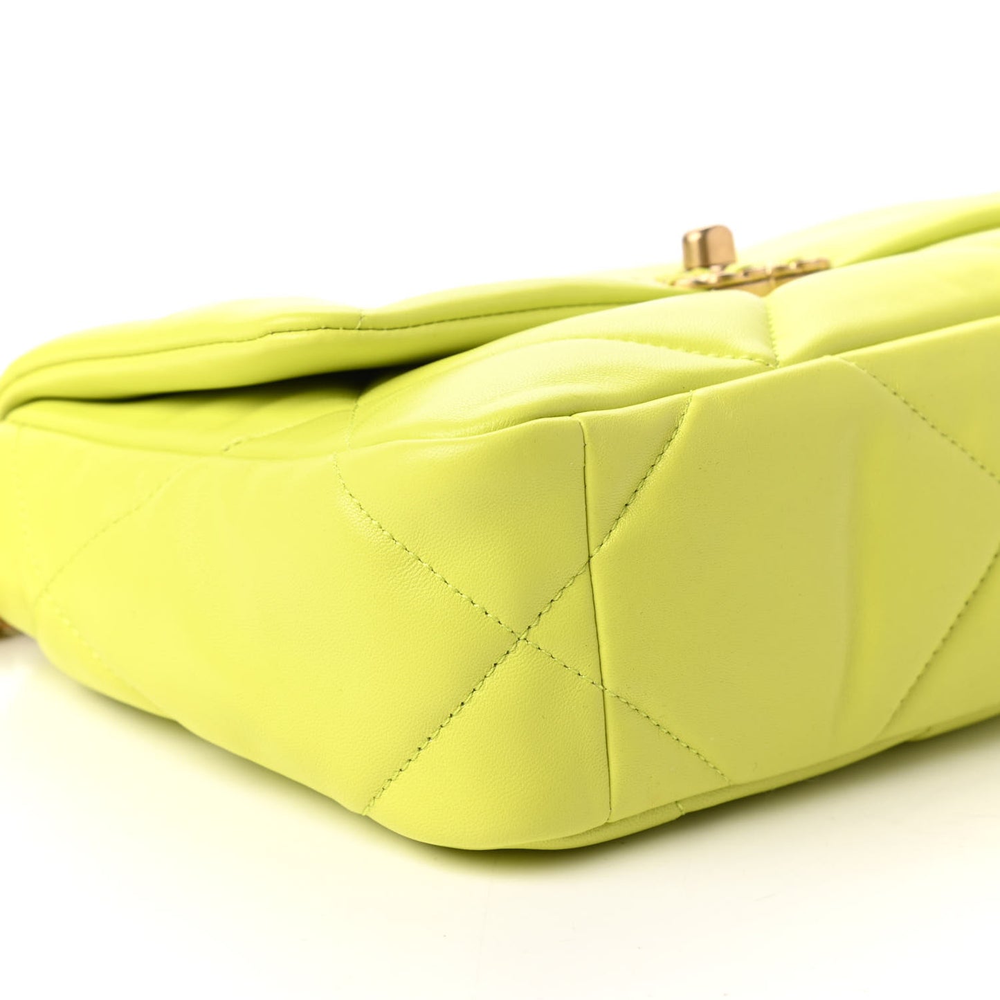 Lambskin Quilted Medium Chanel 19 Flap Neon Yellow