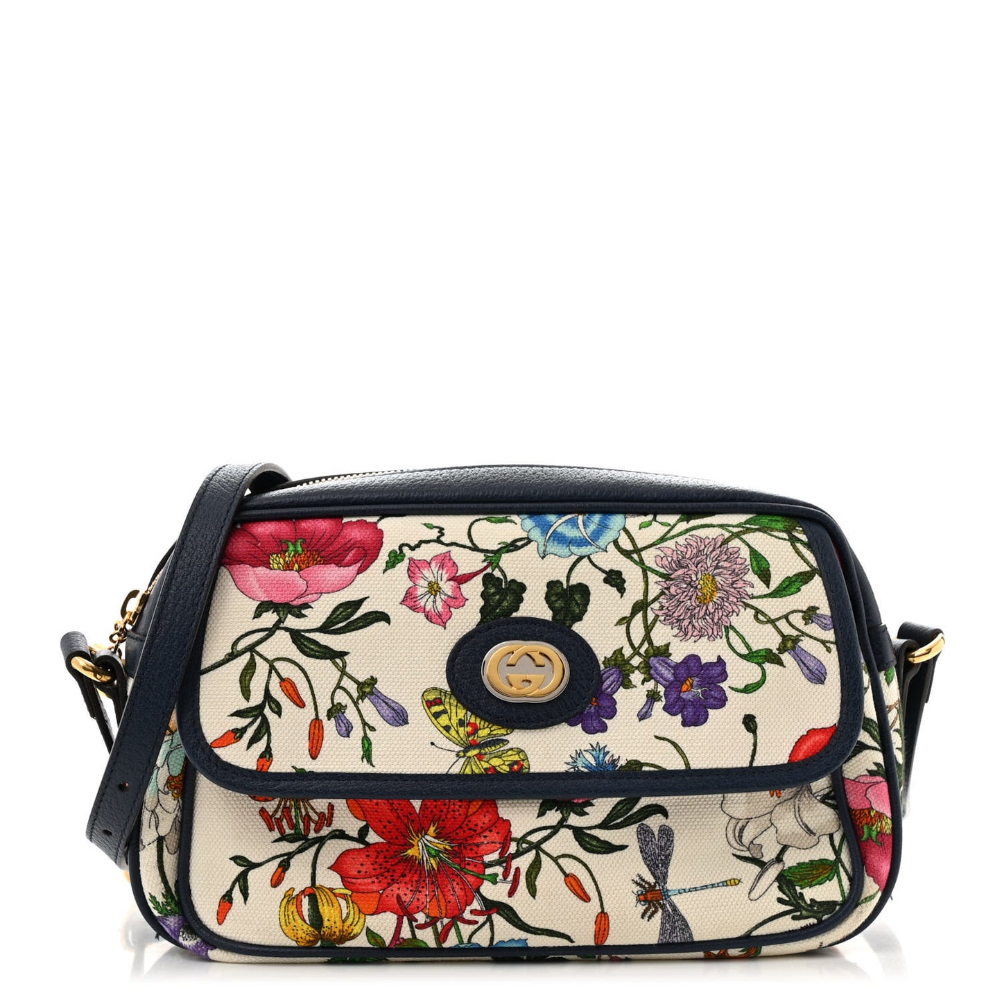 Canvas Flora Floral Shoulder Bag White Blue Agata Mulitcolor