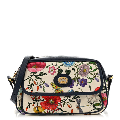 Gucci Canvas Flora Floral Shoulder Bag White Blue Agata Mulitcolor 1 of 14