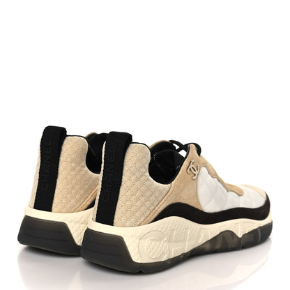 Chanel Mesh Suede Calfskin Quilted Sneakers 37 White Ivory 4 of 8