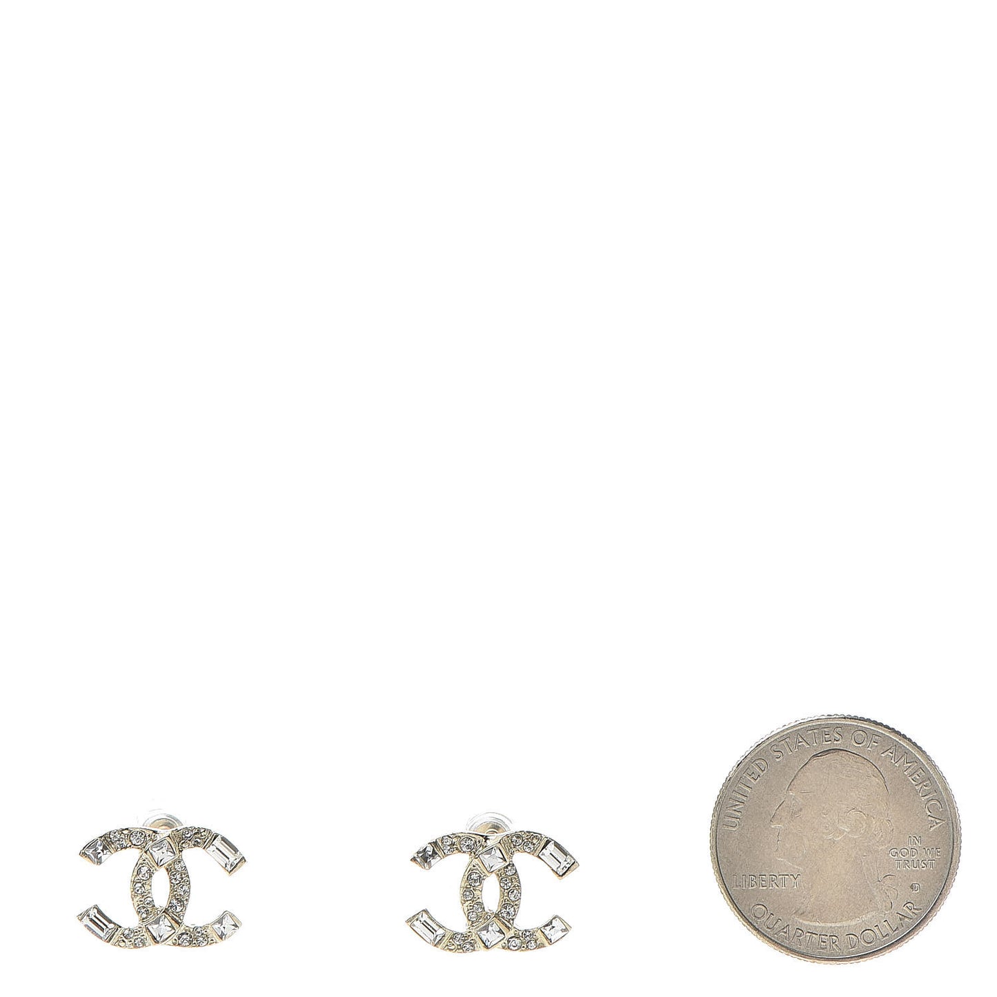 Crystal Baguette CC Earrings Gold