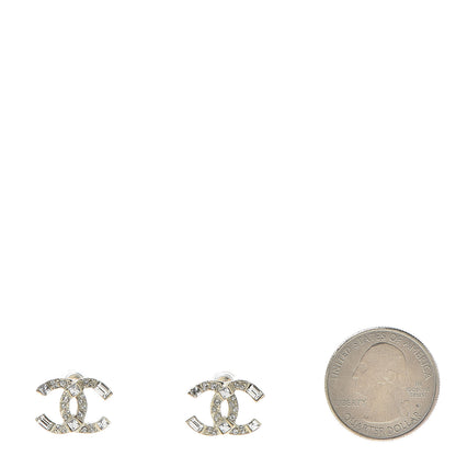 Chanel Crystal Baguette CC Earrings Gold 2 of 5