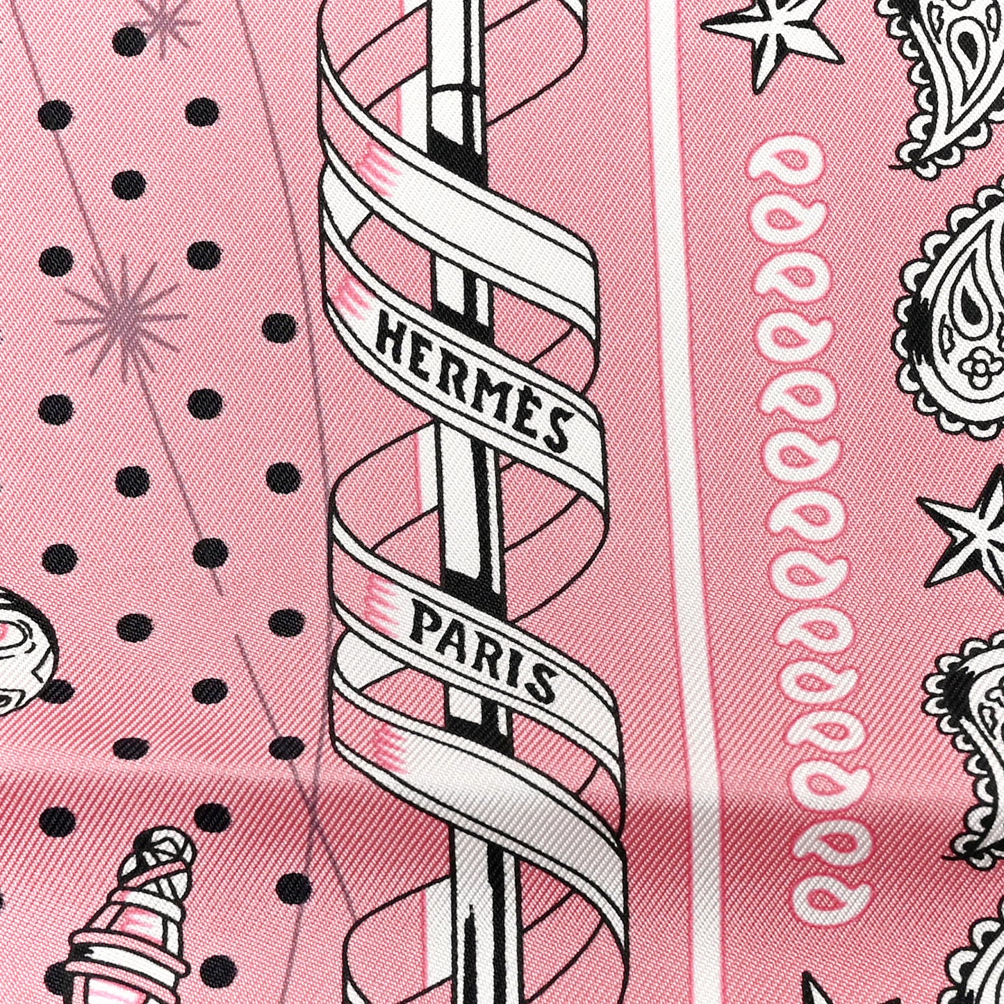 Silk Chorus Stellarum Bandana Scarf 55 Vieux Rose Blanc