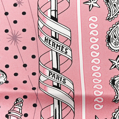 Hermes Silk Chorus Stellarum Bandana Scarf 55 Vieux Rose Blanc 2 of 4