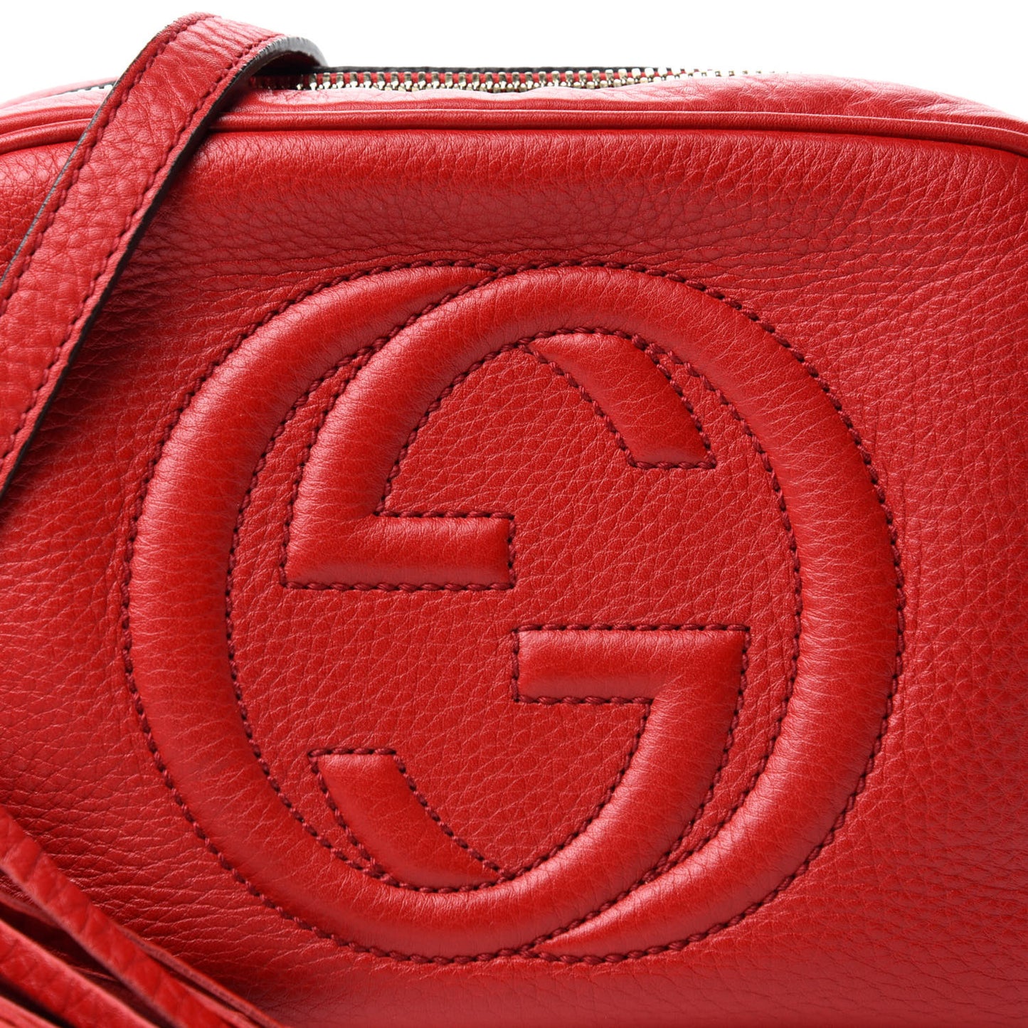 Pebbled Calfskin Small Soho Disco Bag Vibrant Red