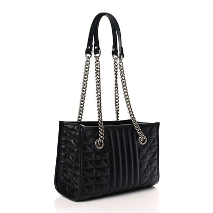 Gucci Calfskin Matelasse Aria Small GG Marmont Shoulder Tote Black 3 of 9