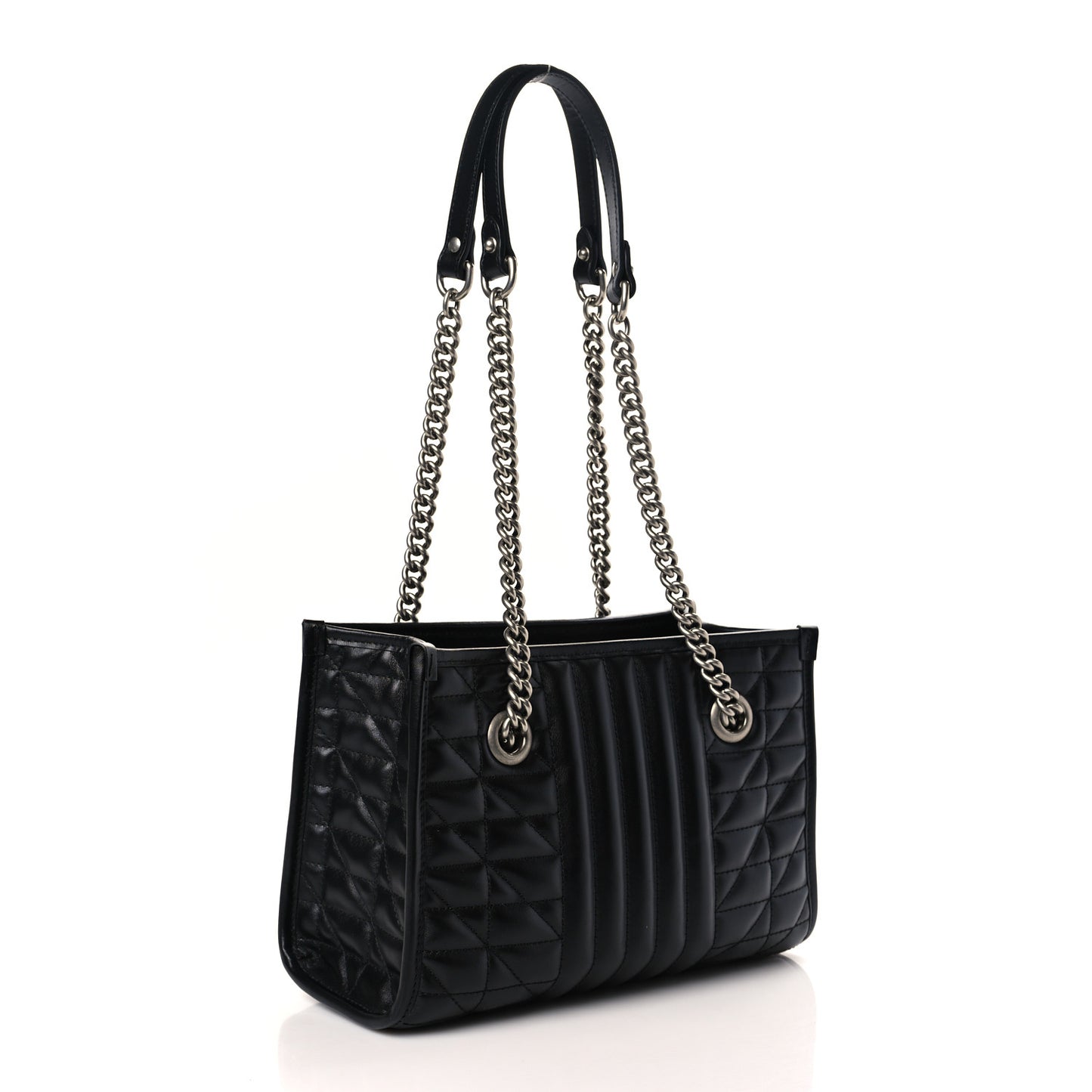 Calfskin Matelasse Aria Small GG Marmont Shoulder Tote Black